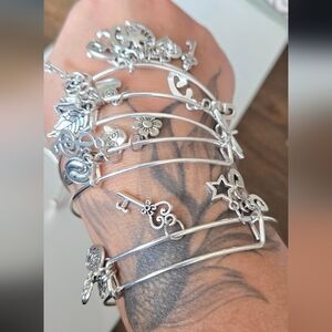 Silver Charm Bracelet 5 Set